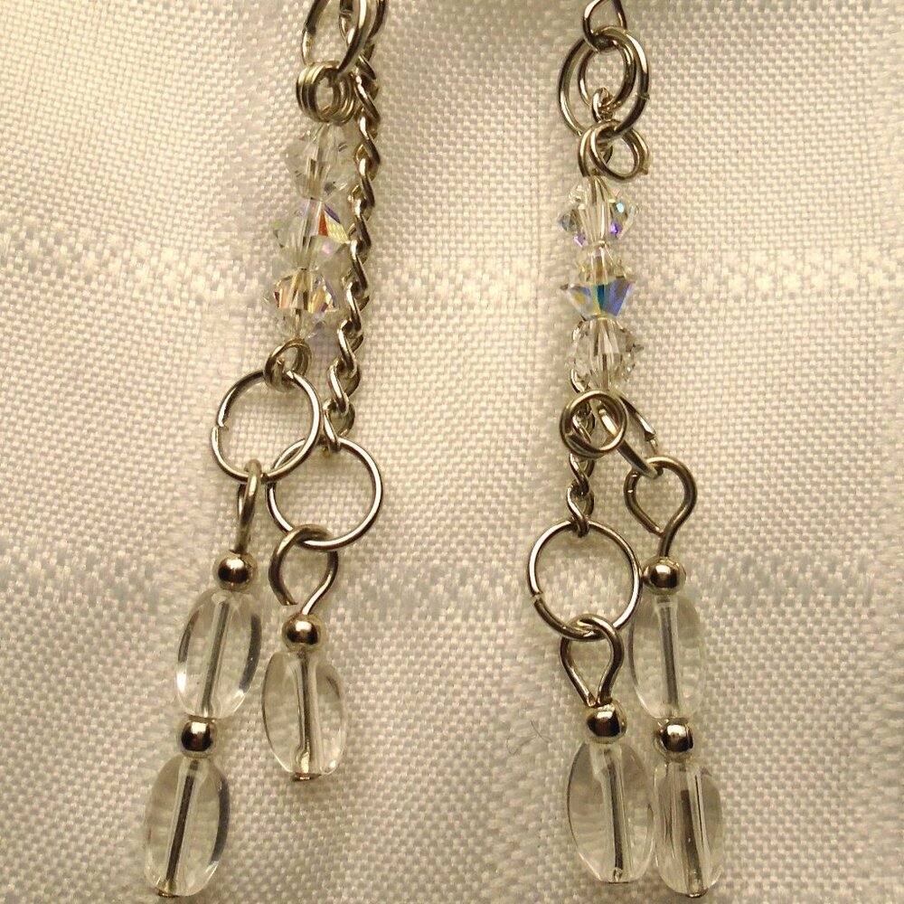 No. 59 Handmade earrings with glass beads, cristals and small metal lace beads